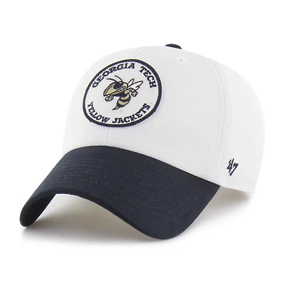 Unisex '47 White/Navy Georgia Tech Yellow Jackets Pique Patch Clean Up Adjustable Hat
