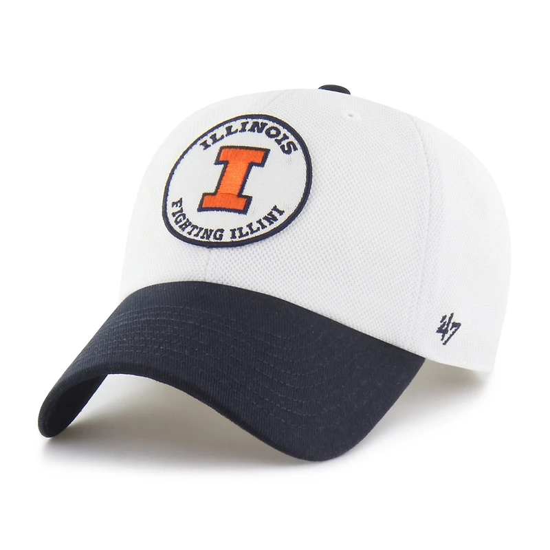 Unisex '47 White/Navy Illinois Fighting Illini Pique Patch Clean Up Adjustable Hat