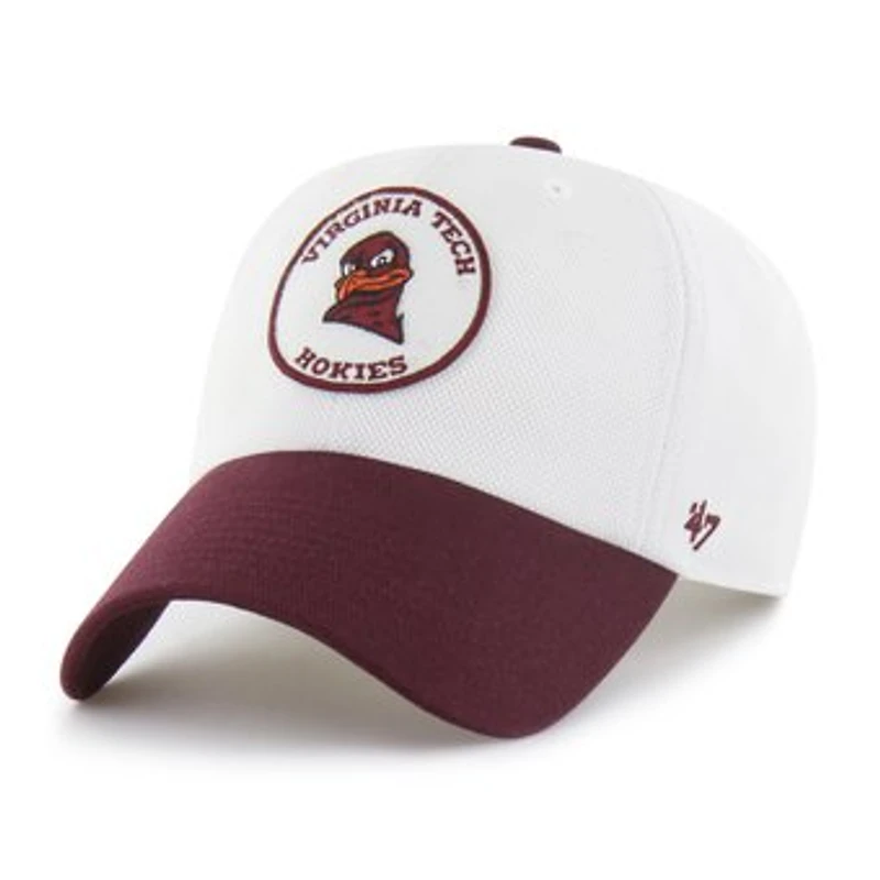 Unisex '47 White/Maroon Virginia Tech Hokies Pique Patch Clean Up Adjustable Hat