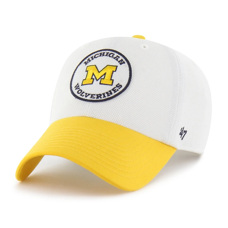 Unisex '47 White/Maize Michigan Wolverines Pique Patch Clean Up Adjustable Hat