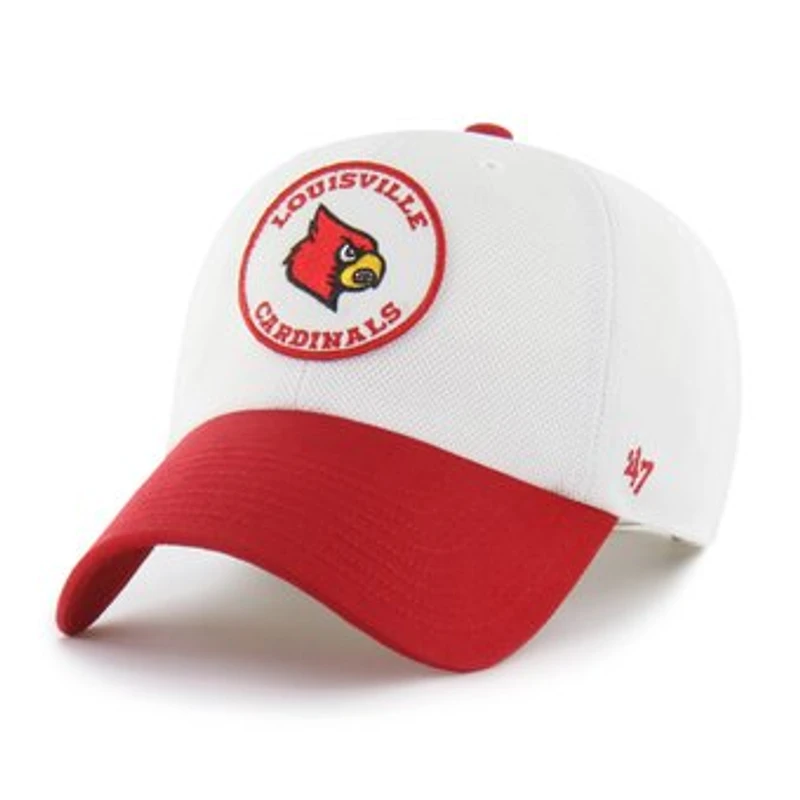 Unisex '47 White/Cardinal Louisville Cardinals Pique Patch Clean Up Adjustable Hat