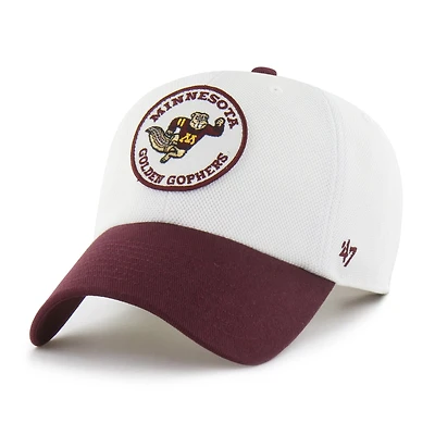 Unisex '47 White/Maroon Minnesota Golden Gophers Pique Patch Clean Up Adjustable Hat