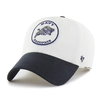 Unisex '47 White/Navy Navy Midshipmen Pique Patch Clean Up Adjustable Hat