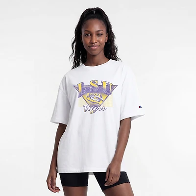 Women's Champion White LSU Tigers Retro Oversized T-Shirt