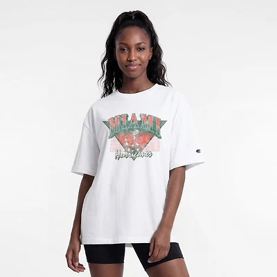 Women's Champion White Miami Hurricanes Retro Oversized T-Shirt