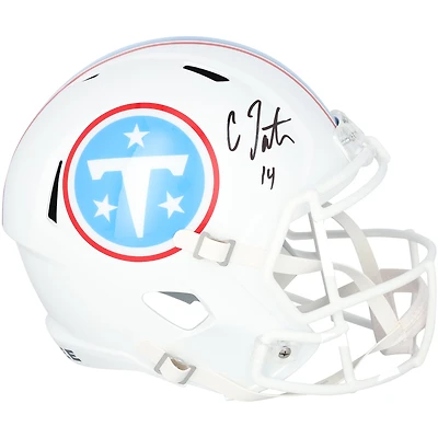 Carnell Tate Tennessee Titans Autographed Riddell Speed Replica Helmet