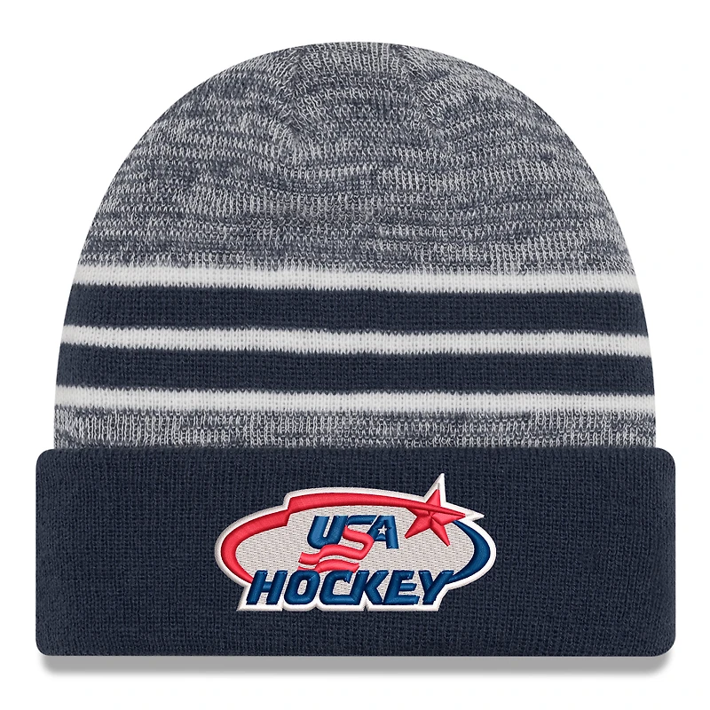 Men's New Era Navy/Heather Navy US Hockey Cuffed Knit Hat