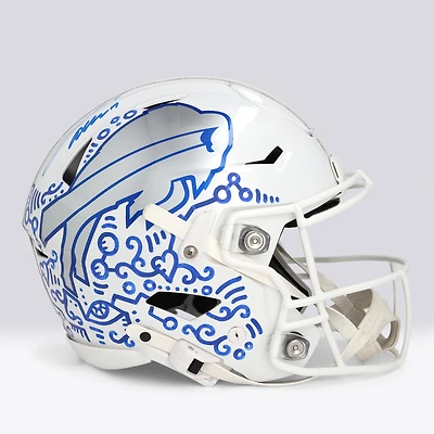 Josh Allen Buffalo Bills Autographed Riddell Rivalry Speed Flex Authentic Helmet - Art by Alex Alpert - Limited Edition #1/1 - UW25