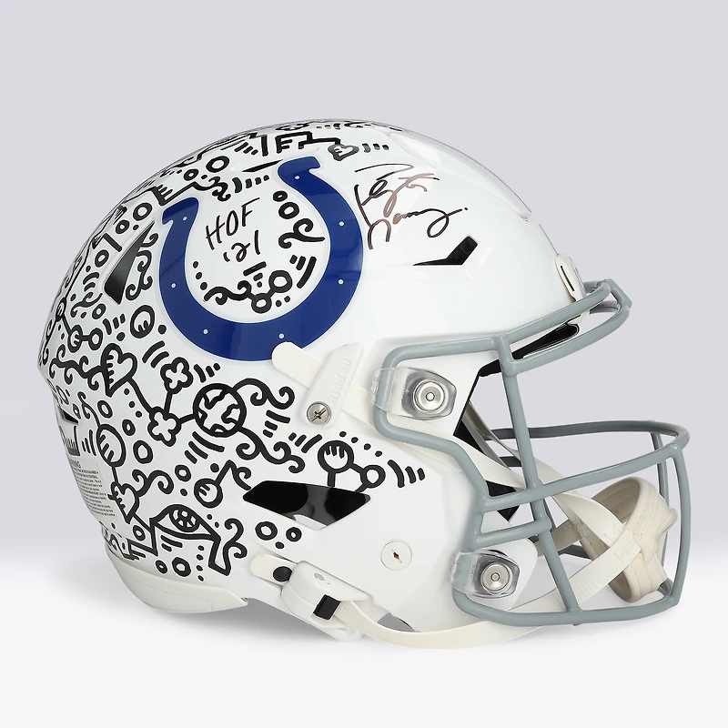 Peyton Manning Indianapolis Colts Autographed Riddell Speed Flex Authentic Helmet with "HOF '21" Inscription - Art by Alex Alpert - Limited Edition #1/1