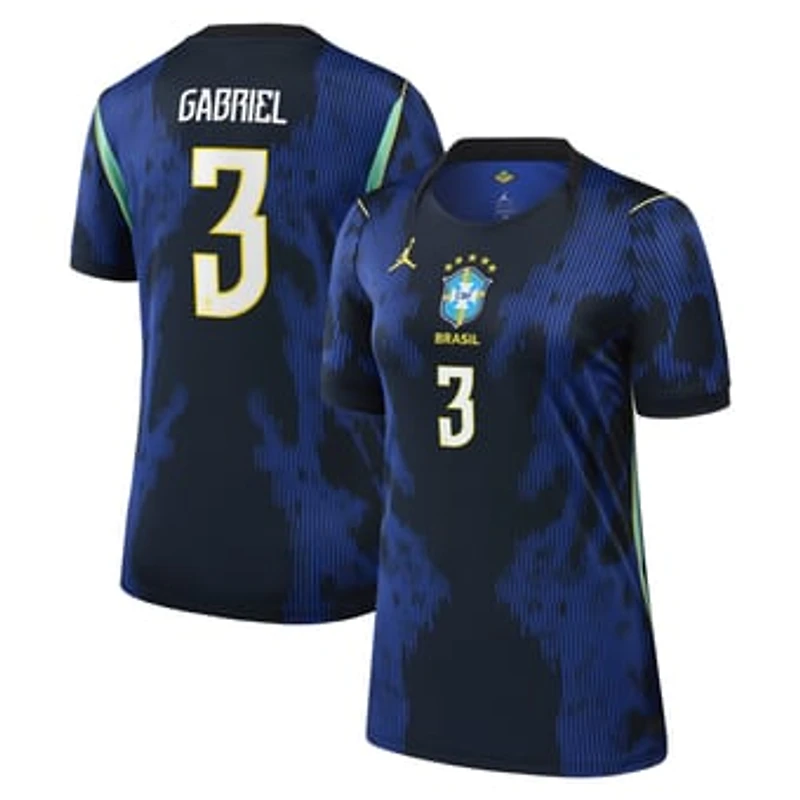 Women's Jordan Brand Gabriel Magalhães Blue Brazil National Team 2026 Away Stadium Replica Jersey