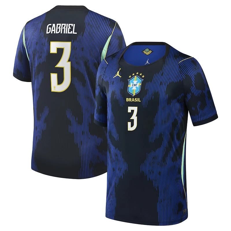 Youth Jordan Brand Gabriel Magalhães Blue Brazil National Team 2026 Away Stadium Replica Jersey