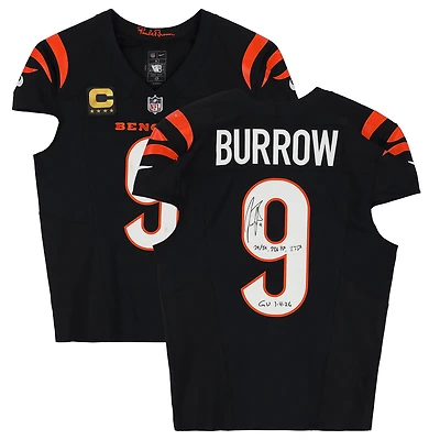 Joe Burrow Cincinnati Bengals Autographed Game-Used #9 Black Nike Jersey vs. Cleveland Browns on January 4, 2026 with Multiple Inscriptions