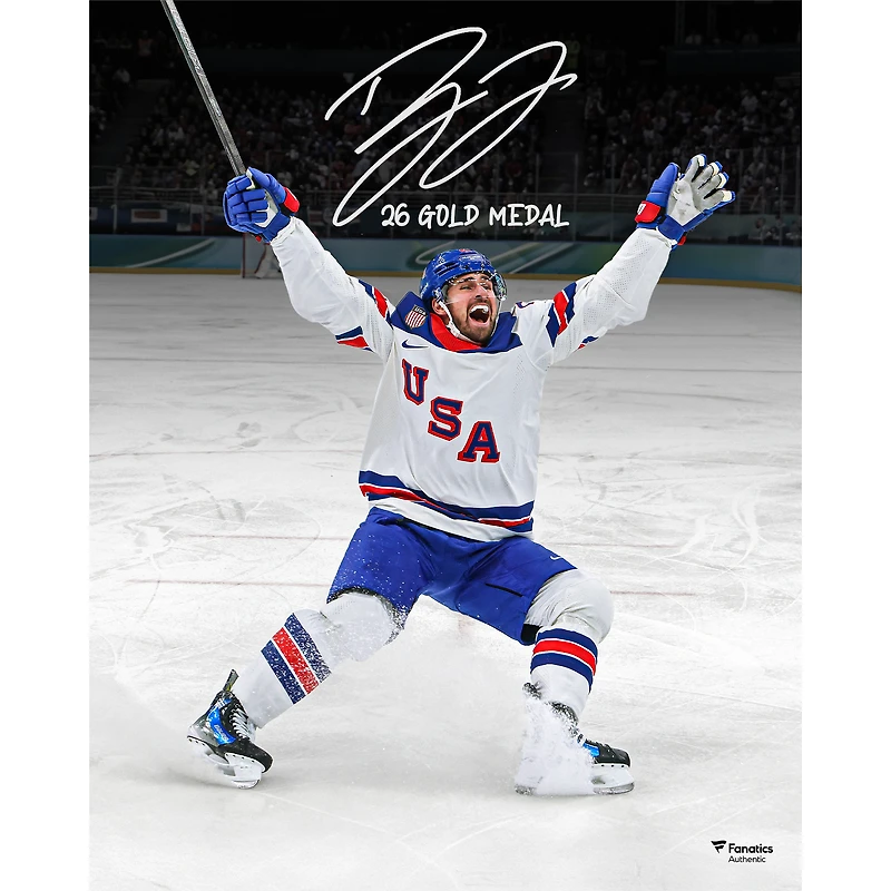Dylan Larkin Team USA Autographed 16" x 20" 2026 Winter Olympics Gold Medal Winner Photograph with "26 Gold Medal" Inscription