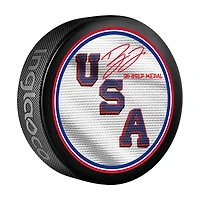 Dylan Larkin Team USA Autographed 2026 Winter Olympics Hockey Puck with "26 Gold Medal" Inscription