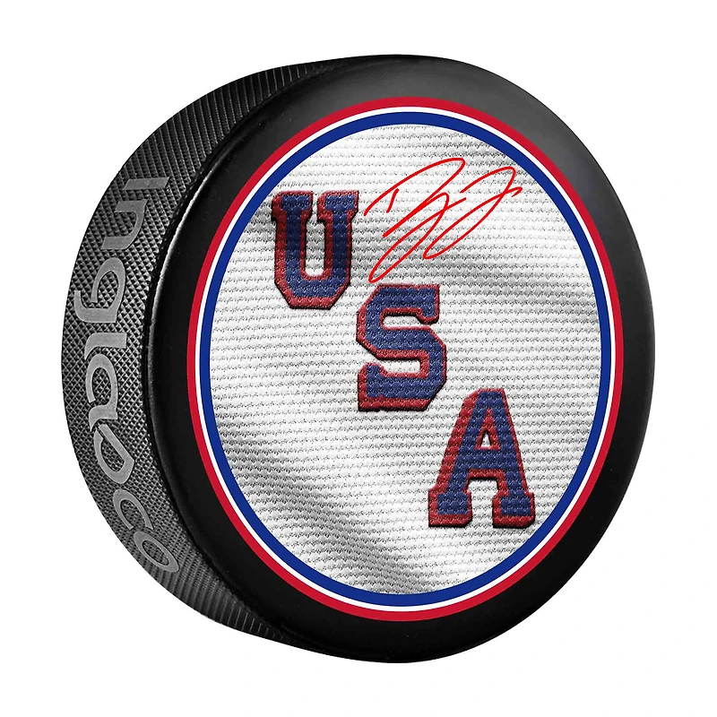 Dylan Larkin Team USA Autographed 2026 Winter Olympics Hockey Puck