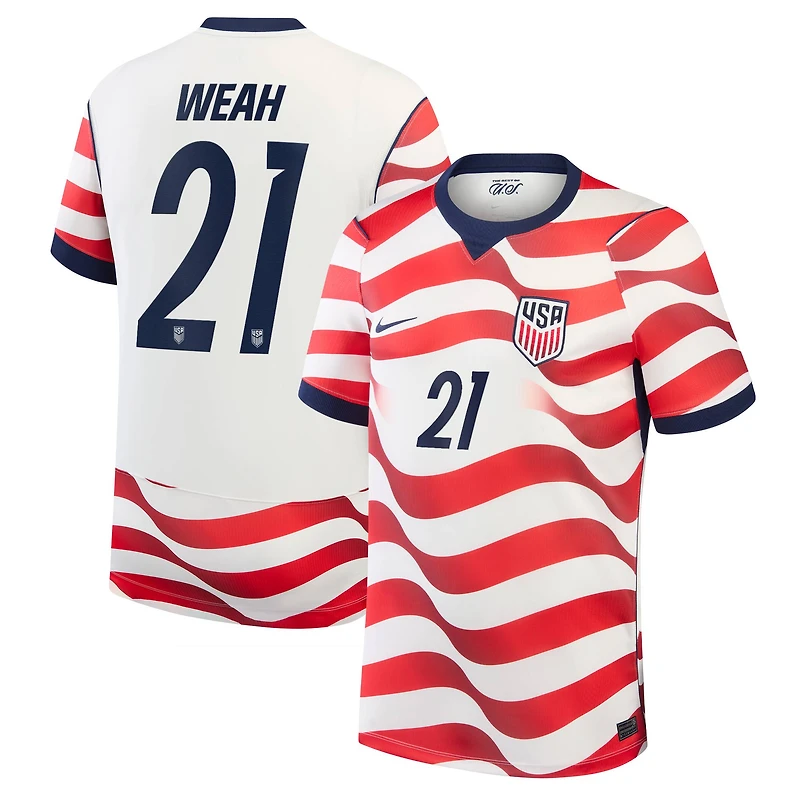 Men's Nike Timothy Weah White USMNT 2026 Home Stadium Replica Jersey