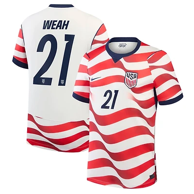 Men's Nike Timothy Weah White USMNT 2026 Home Stadium Replica Jersey