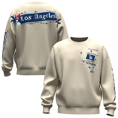 Women's Fanatics  Beige Los Angeles Dodgers Graffiti Fleece Sweatshirt