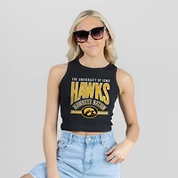 Women's Gameday Couture Black Iowa Hawkeyes Mic Drop Essential Ribbed Cropped Tank Top