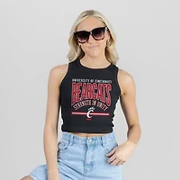 Women's Gameday Couture Black Cincinnati Bearcats Mic Drop Essential Ribbed Cropped Tank Top