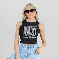 Women's Gameday Couture Black West Virginia Mountaineers Mic Drop Essential Ribbed Cropped Tank Top