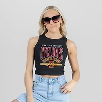 Women's Gameday Couture Black Iowa State Cyclones Mic Drop Essential Ribbed Cropped Tank Top