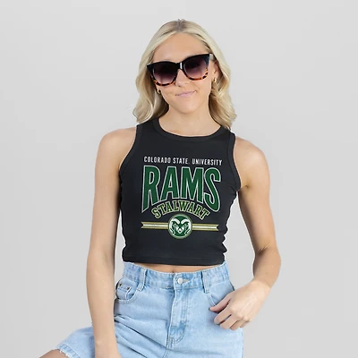 Women's Gameday Couture Black Colorado State Rams Mic Drop Essential Ribbed Cropped Tank Top