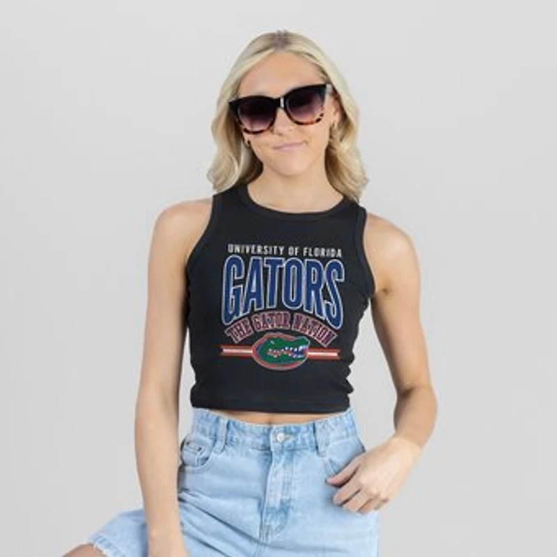 Women's Gameday Couture Black Florida Gators Mic Drop Essential Ribbed Cropped Tank Top