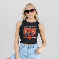 Women's Gameday Couture Black Syracuse Orange Mic Drop Essential Ribbed Cropped Tank Top