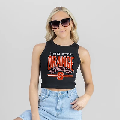 Women's Gameday Couture Black Syracuse Orange Mic Drop Essential Ribbed Cropped Tank Top