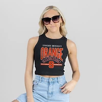 Women's Gameday Couture Black Syracuse Orange Mic Drop Essential Ribbed Cropped Tank Top