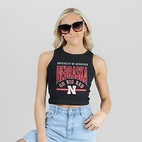 Women's Gameday Couture Black Nebraska Huskers Mic Drop Essential Ribbed Cropped Tank Top