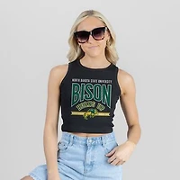 Women's Gameday Couture Black NDSU Bison Mic Drop Essential Ribbed Cropped Tank Top