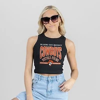 Women's Gameday Couture Black Oklahoma State Cowboys Mic Drop Essential Ribbed Cropped Tank Top