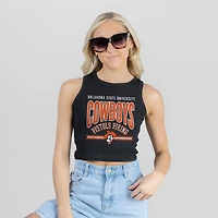 Women's Gameday Couture Black Oklahoma State Cowboys Mic Drop Essential Ribbed Cropped Tank Top