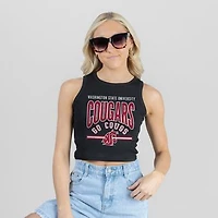 Women's Gameday Couture Black Washington State Cougars Mic Drop Essential Ribbed Cropped Tank Top