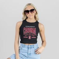 Women's Gameday Couture Black Stanford Cardinal Mic Drop Essential Ribbed Cropped Tank Top