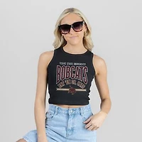 Women's Gameday Couture Black Texas State Bobcats Mic Drop Essential Ribbed Cropped Tank Top