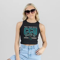Women's Gameday Couture Black Coastal Carolina Chanticleers Mic Drop Essential Ribbed Cropped Tank Top