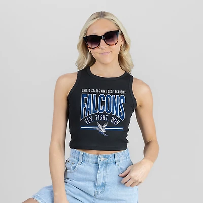 Women's Gameday Couture Black Air Force Falcons Mic Drop Essential Ribbed Cropped Tank Top