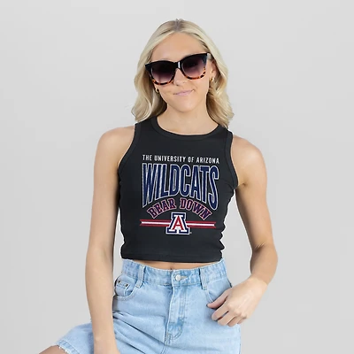 Women's Gameday Couture Black Arizona Wildcats Mic Drop Essential Ribbed Cropped Tank Top