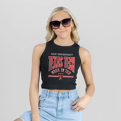 Women's Gameday Couture Black Texas Tech Red Raiders Mic Drop Essential Ribbed Cropped Tank Top