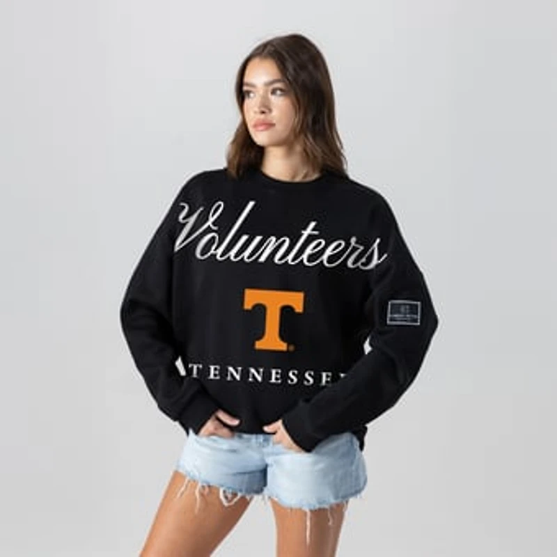 Women's Gameday Couture Black Tennessee Volunteers Oversized Legacy Club Black Label Premium Fleece Sweatshirt
