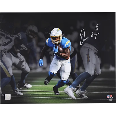 Omarion Hampton Los Angeles Chargers Autographed 16" x 20" Running Spotlight Photograph