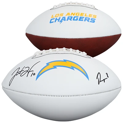 Justin Herbert & Omarion Hampton Los Angeles Chargers Autographed Franklin White Panel Football