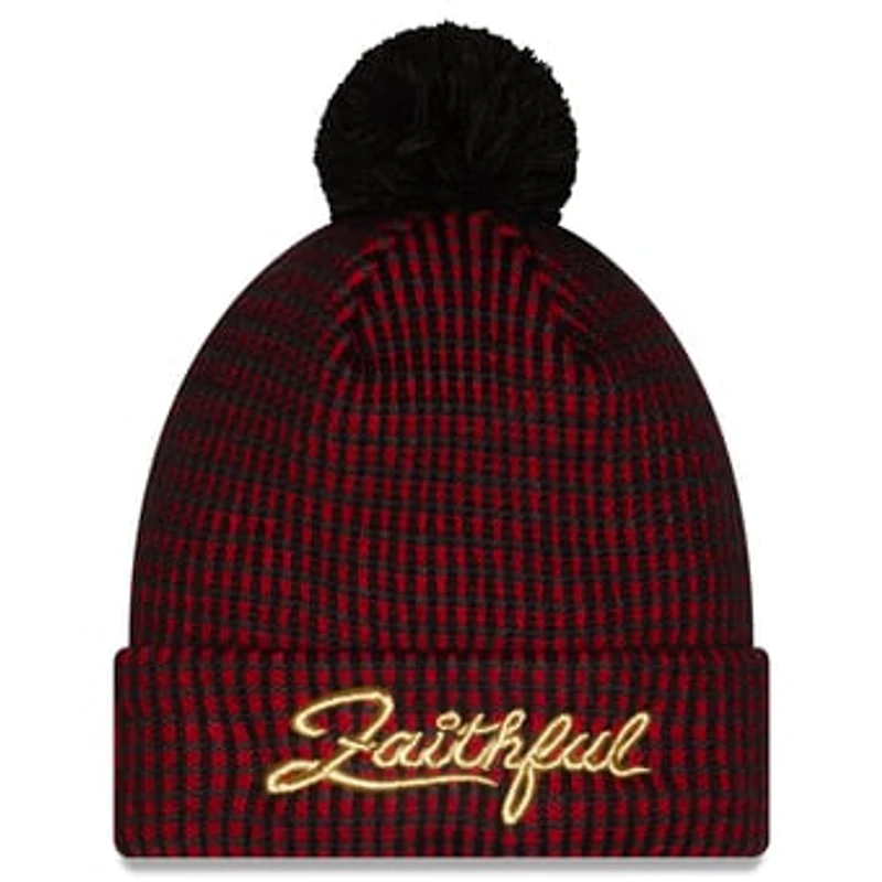 Youth New Era Black San Francisco 49ers 2026 Rivalries Collection Sideline Cuffed Knit Hat with Pom