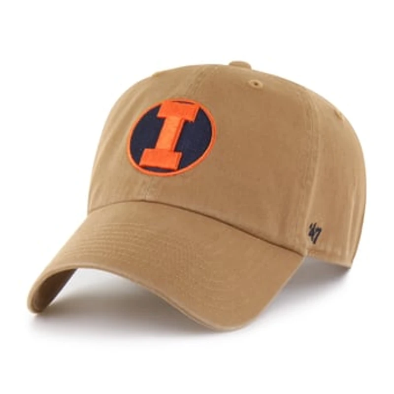 Men's '47 Khaki Illinois Fighting Illini Vault Clean Up Adjustable Hat