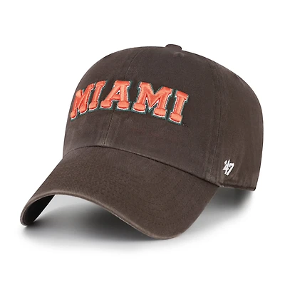 Men's '47 Brown Miami Hurricanes Vault Clean Up Adjustable Hat