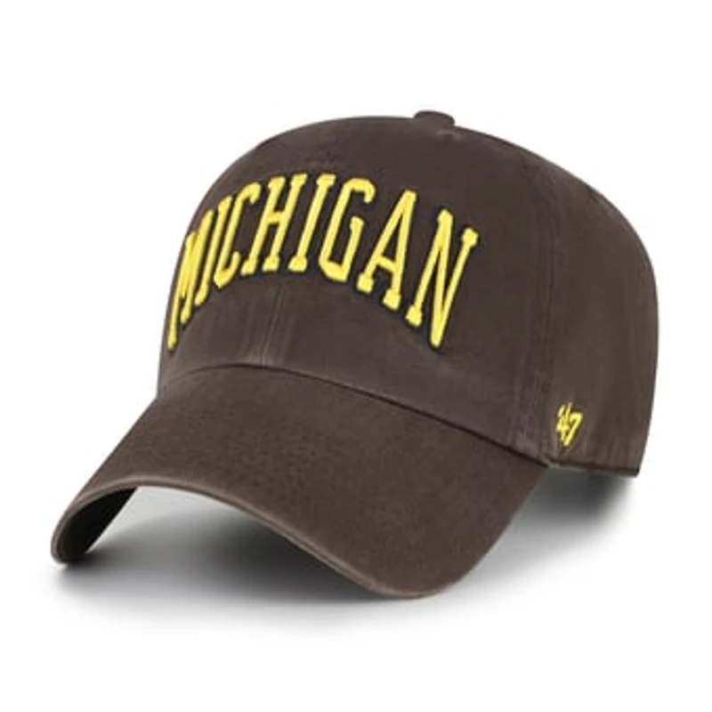 Men's '47 Brown Michigan Wolverines Vault Clean Up Adjustable Hat