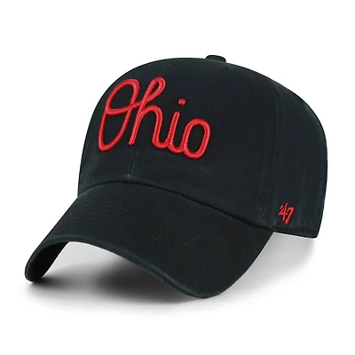 Men's '47  Black Ohio State Buckeyes Vault Clean Up Adjustable Hat